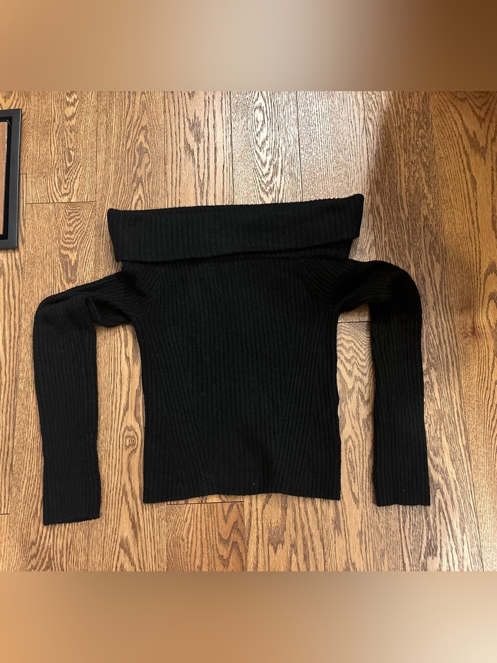 H&M Black Off-the-Shoulder Ribbed Sweater